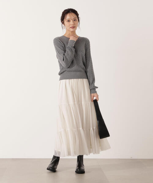 PROPORTION BODY DRESSING（プロポーションボディドレッシング）の「＜ハンドウォッシャブル＞袖釦ミニケーブルニット / 1215270905（ニット/セーター・レディース・ネイビー/ホワイト/レッド/グレー系その他・FREE）」の17枚目の写真