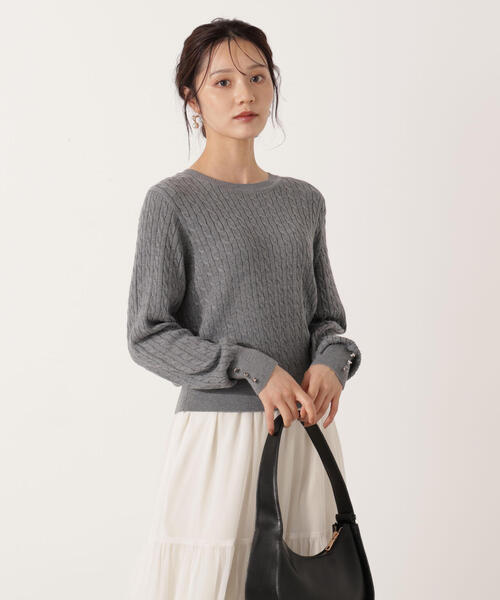 PROPORTION BODY DRESSING（プロポーションボディドレッシング）の「＜ハンドウォッシャブル＞袖釦ミニケーブルニット / 1215270905（ニット/セーター・レディース・ネイビー/ホワイト/レッド/グレー系その他・FREE）」の19枚目の写真