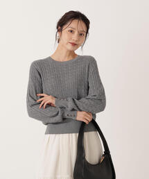 PROPORTION BODY DRESSING | ＜ハンドウォッシャブル＞袖釦ミニケーブルニット / 1215270905(ニット/セーター)