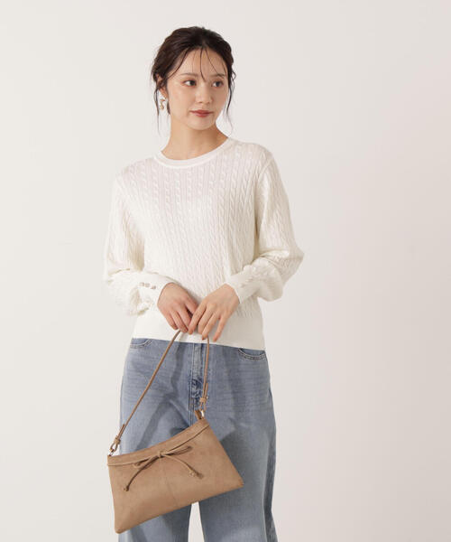 PROPORTION BODY DRESSING（プロポーションボディドレッシング）の「＜ハンドウォッシャブル＞袖釦ミニケーブルニット / 1215270905（ニット/セーター・レディース・ネイビー/ホワイト/レッド/グレー系その他・FREE）」の2枚目の写真