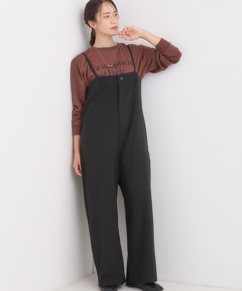 DRESKIP(ドレスキップ)の「【S-LL】大人カジュアルに ベアトップ風 キャミサロペット(サロペット/オーバーオール・レディース・ダークブラウン/ブラック・01/02/03/04)」の1枚目の写真