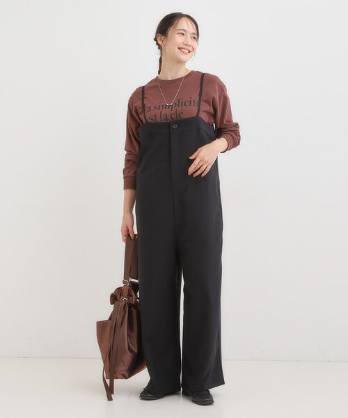 DRESKIP(ドレスキップ)の「【S-LL】大人カジュアルに ベアトップ風 キャミサロペット(サロペット/オーバーオール・レディース・ダークブラウン/ブラック・01/02/03/04)」の4枚目の写真