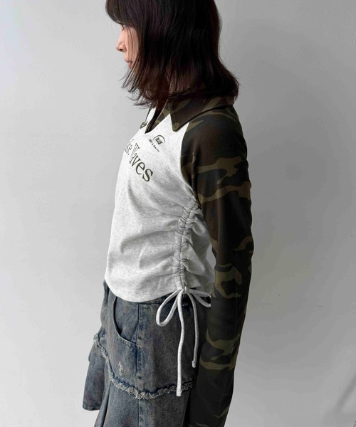 AS KNOW AS plus(アズノゥアズプラス)の「♪V衿ネック サイドリボン ロゴプルオーバー(Tシャツ/カットソー・レディース・ブラウン系/ブラック系/ネイビー系/カーキ系/ネイビー系1/ブラウン系1/グリーン系1・FREE)」の15枚目の写真