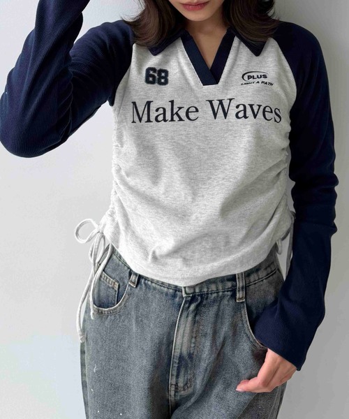 AS KNOW AS plus（アズノゥアズプラス）の「♪V衿ネック サイドリボン ロゴプルオーバー（Tシャツ/カットソー・レディース・ブラウン系/ブラック系/ネイビー系/カーキ系/ネイビー系1/ブラウン系1/グリーン系1・FREE）」の22枚目の写真
