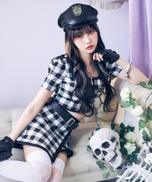 sugar nine(シュガーナイン)のギンガムセットアップポリス 【コスプレ5点セット】(コスチューム/パーティーグッズ)
