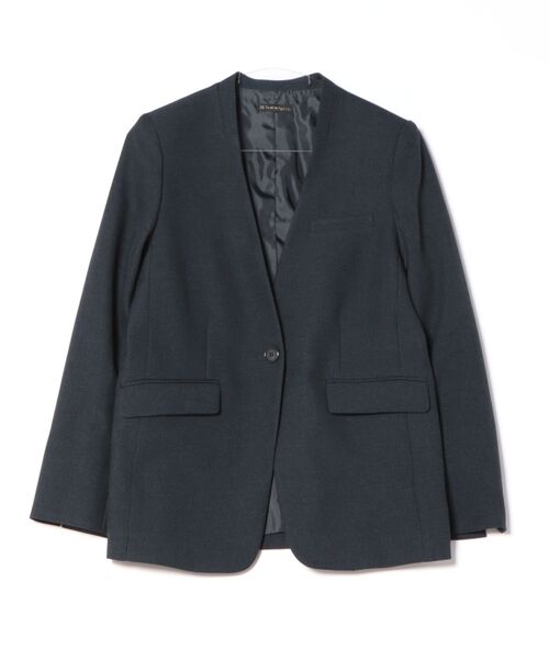 12Twelve Agenda（トゥエルブ　アジェンダ）の「マシーンウォッシャブルカラーレスジャケット（ノーカラージャケット・レディース・ネイビー/ブラウン・M）」の13枚目の写真