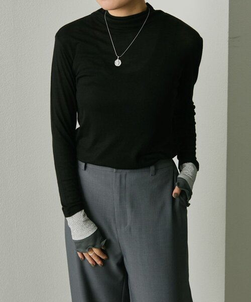 ear PAPILLONNER(イアパピヨネ)の「袖メロウタートル【SUM1 STYLE】(Tシャツ/カットソー・レディース・ブラック/ブラウン/グレー・FREE)」の2枚目の写真