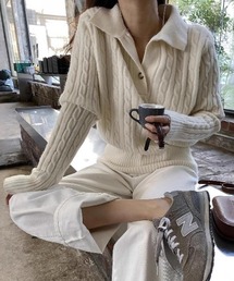 YUGA_YGMC Polo cable knit top