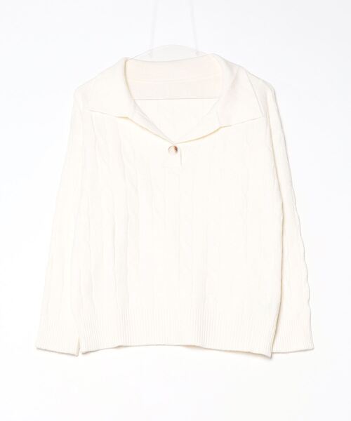 FREE STYLISTS(フリー スタイリスト)の「YUGA_YGMC Polo cable knit top(ニット/セーター・レディース・ネイビー/オフホワイト・FREE)」の5枚目の写真