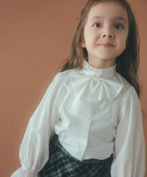 green label relaxing | スタンドカラー フリルリボン ブラウス/ キッズ 110cm-130cm(シャツ/ブラウス)