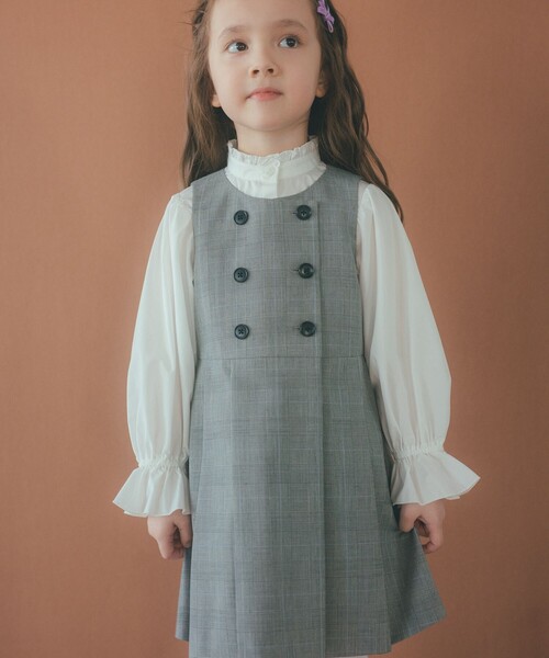 green label relaxing（グリーンレーベルリラクシング）の「スタンドカラー フリルリボン ブラウス/ キッズ 110cm-130cm（シャツ/ブラウス・キッズ・オフホワイト・130cm/120cm/110cm）」の3枚目の写真