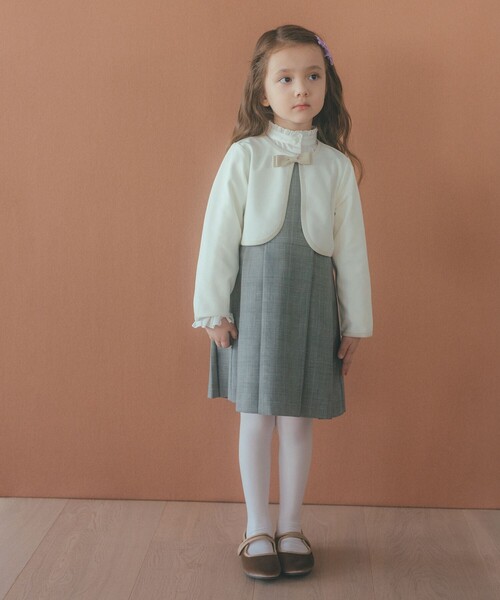 green label relaxing（グリーンレーベルリラクシング）の「スタンドカラー フリルリボン ブラウス/ キッズ 110cm-130cm（シャツ/ブラウス・キッズ・オフホワイト・130cm/120cm/110cm）」の4枚目の写真