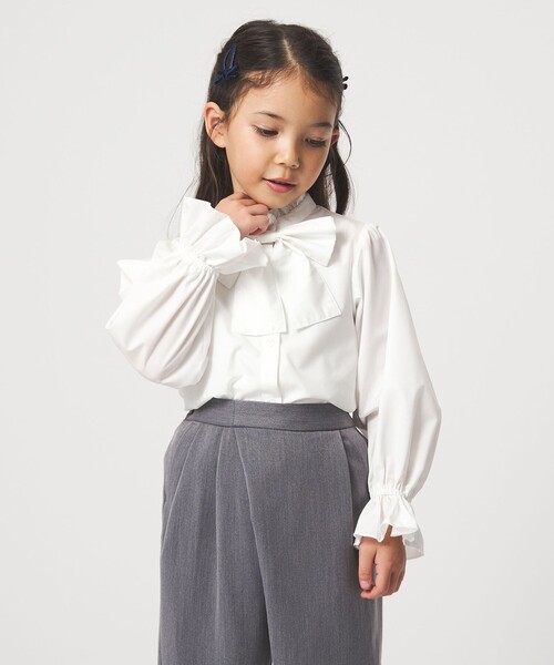 green label relaxing（グリーンレーベルリラクシング）の「スタンドカラー フリルリボン ブラウス/ キッズ 110cm-130cm（シャツ/ブラウス・キッズ・オフホワイト・130cm/120cm/110cm）」の7枚目の写真