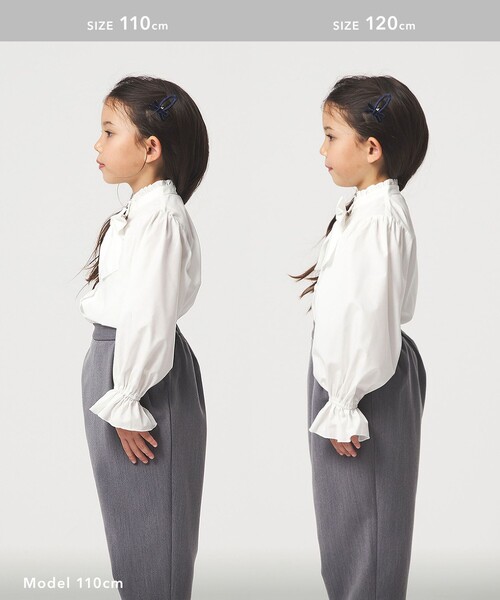 green label relaxing（グリーンレーベルリラクシング）の「スタンドカラー フリルリボン ブラウス/ キッズ 110cm-130cm（シャツ/ブラウス・キッズ・オフホワイト・130cm/120cm/110cm）」の10枚目の写真