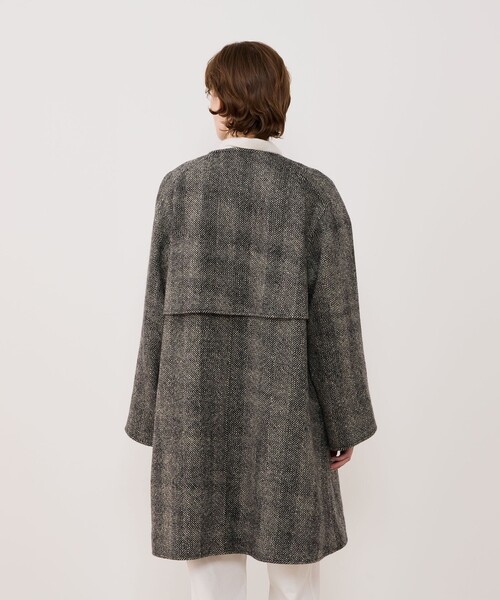 GALERIE VIE(ギャルリー ヴィー)の「ワイドヘリンボーン カラーレストレンチコート(ノーカラーコート・レディース・ブラック系その他・FREE)」の5枚目の写真