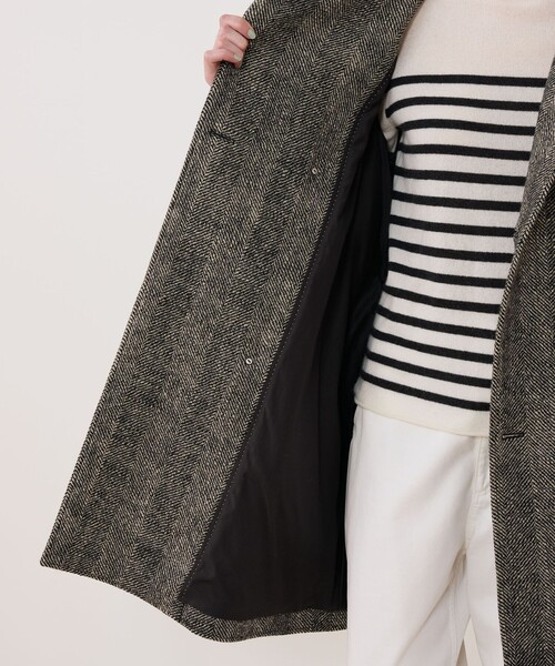 GALERIE VIE(ギャルリー ヴィー)の「ワイドヘリンボーン カラーレストレンチコート(ノーカラーコート・レディース・ブラック系その他・FREE)」の6枚目の写真
