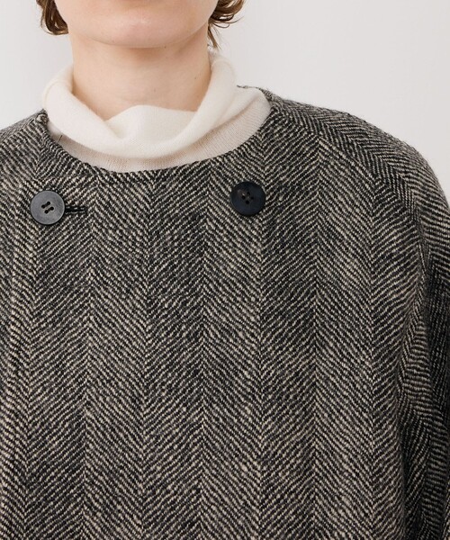 GALERIE VIE(ギャルリー ヴィー)の「ワイドヘリンボーン カラーレストレンチコート(ノーカラーコート・レディース・ブラック系その他・FREE)」の7枚目の写真