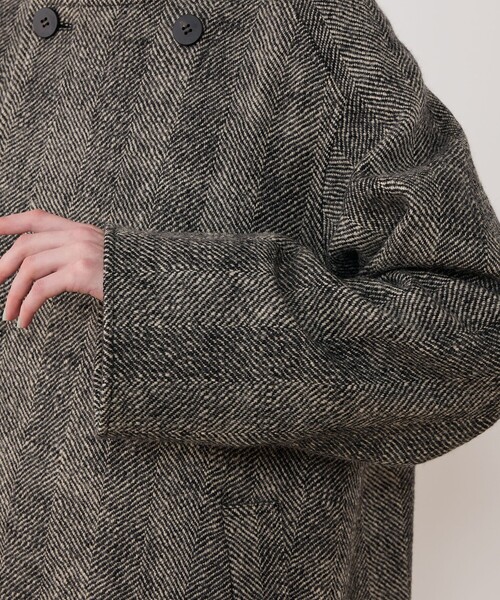 GALERIE VIE(ギャルリー ヴィー)の「ワイドヘリンボーン カラーレストレンチコート(ノーカラーコート・レディース・ブラック系その他・FREE)」の8枚目の写真