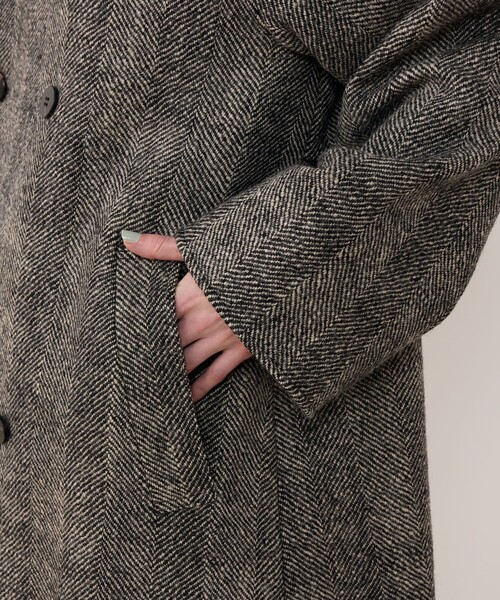 GALERIE VIE(ギャルリー ヴィー)の「ワイドヘリンボーン カラーレストレンチコート(ノーカラーコート・レディース・ブラック系その他・FREE)」の9枚目の写真
