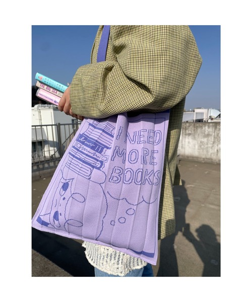 KNT365(ケイエヌティサンロクゴ)の「Knitty HS LOVESOUP(トートバッグ・レディース・イエロー/パープル/ライトグリーン・FREE)」の7枚目の写真