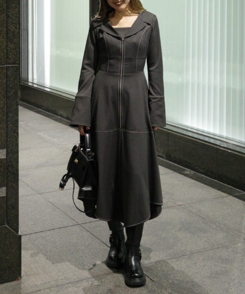 セーラーディティールフレアワンピース 秋服 冬服（ワンピース