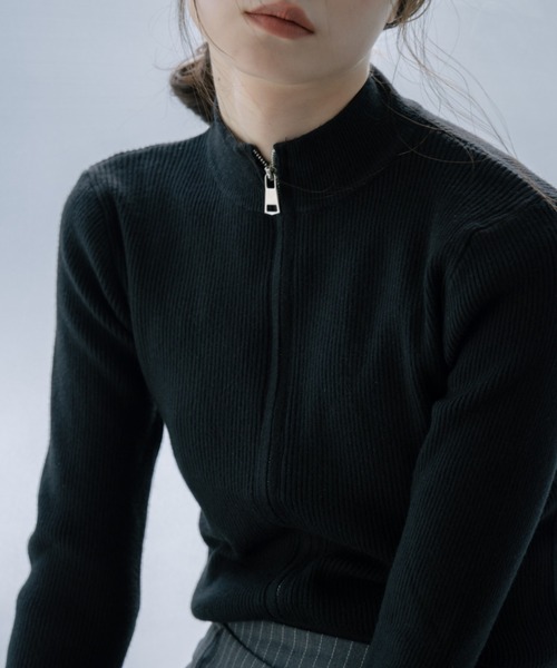 haek（ハク）の「double zip knit/ダブルジップニット（ニット/セーター・レディース・グレー/ブラック/ネイビー・FREE）」の6枚目の写真