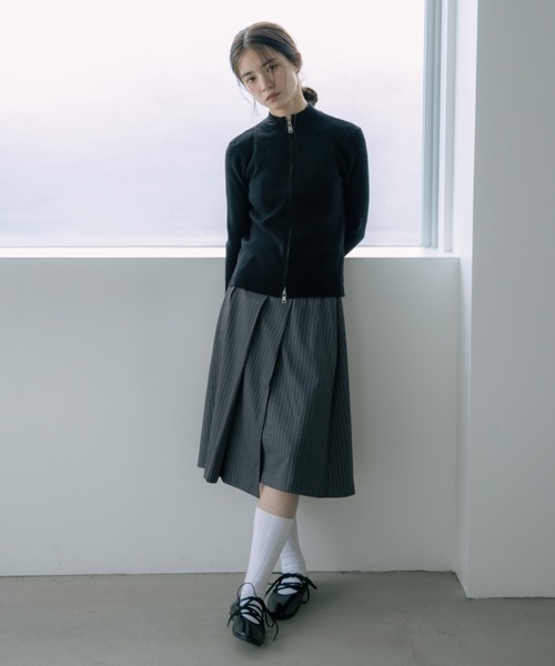 haek（ハク）の「double zip knit/ダブルジップニット（ニット/セーター・レディース・グレー/ブラック/ネイビー・FREE）」の7枚目の写真