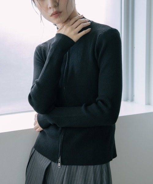 haek（ハク）の「double zip knit/ダブルジップニット（ニット/セーター・レディース・グレー/ブラック/ネイビー・FREE）」の9枚目の写真