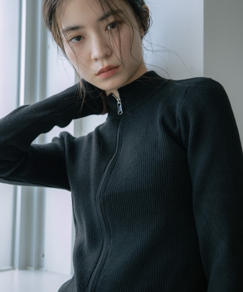 haek（ハク）の「double zip knit/ダブルジップニット（ニット/セーター・レディース・グレー/ブラック/ネイビー・FREE）」の11枚目の写真