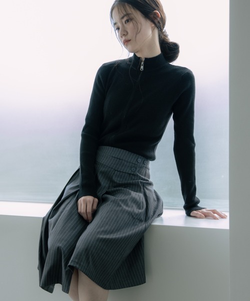 haek（ハク）の「double zip knit/ダブルジップニット（ニット/セーター・レディース・グレー/ブラック/ネイビー・FREE）」の16枚目の写真