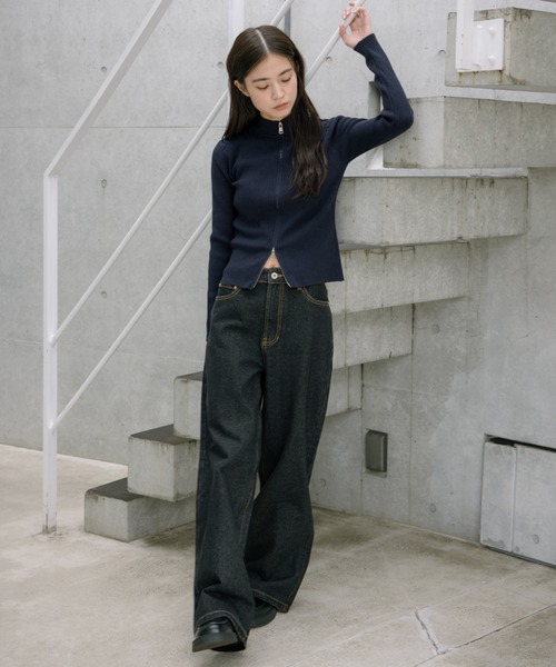 haek（ハク）の「double zip knit/ダブルジップニット（ニット/セーター・レディース・グレー/ブラック/ネイビー・FREE）」の17枚目の写真