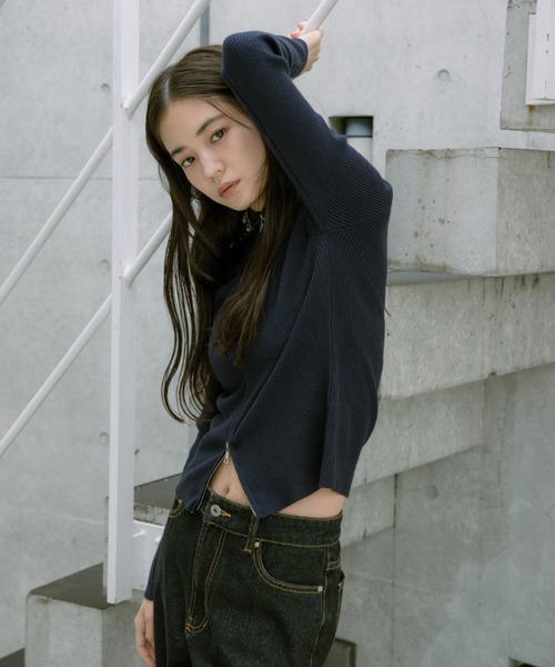 haek（ハク）の「double zip knit/ダブルジップニット（ニット/セーター・レディース・グレー/ブラック/ネイビー・FREE）」の20枚目の写真