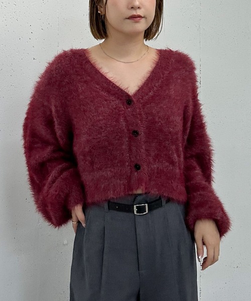 archives(アルシーヴ)の「メランジフェザーニットカーディガン(カーディガン/ボレロ・レディース・アイボリー/グレー/ブラウン/ワインレッド・MEDIUM)」の4枚目の写真
