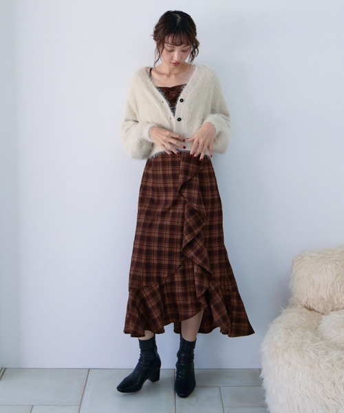 archives(アルシーヴ)の「メランジフェザーニットカーディガン(カーディガン/ボレロ・レディース・アイボリー/グレー/ブラウン/ワインレッド・MEDIUM)」の12枚目の写真