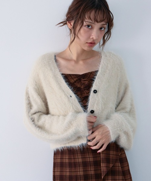 archives(アルシーヴ)の「メランジフェザーニットカーディガン(カーディガン/ボレロ・レディース・アイボリー/グレー/ブラウン/ワインレッド・MEDIUM)」の5枚目の写真
