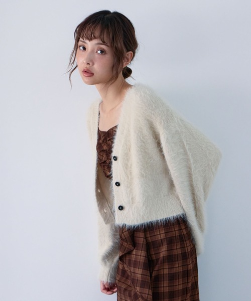 archives(アルシーヴ)の「メランジフェザーニットカーディガン(カーディガン/ボレロ・レディース・アイボリー/グレー/ブラウン/ワインレッド・MEDIUM)」の8枚目の写真