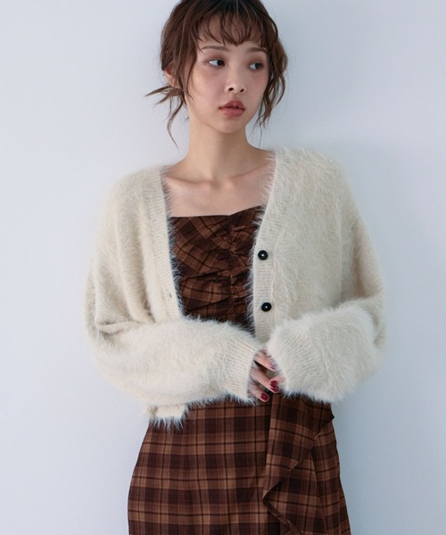 archives(アルシーヴ)の「メランジフェザーニットカーディガン(カーディガン/ボレロ・レディース・アイボリー/グレー/ブラウン/ワインレッド・MEDIUM)」の7枚目の写真