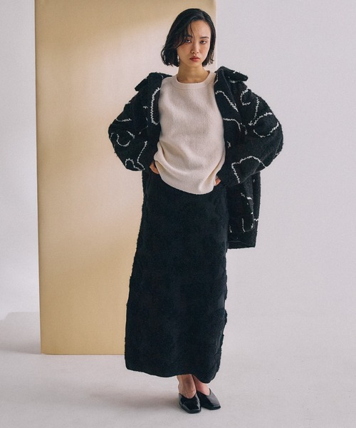 mysty woman（ミスティウーマン）の「線描きモノトーンコート 588895（ステンカラーコート・レディース・ホワイト/ブラック・FREE）」の17枚目の写真