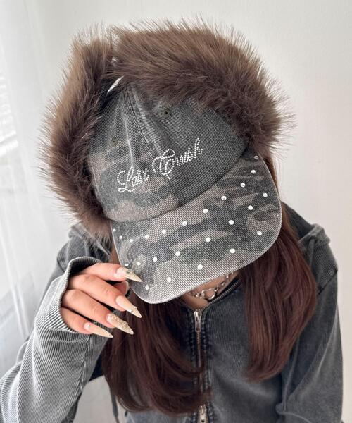 WEGO(ウィゴー)の「WEGO/ラインストーンドッグイヤーキャップ(キャップ・レディース・ライトピンク/ブラック/その他1・FREE)」の3枚目の写真