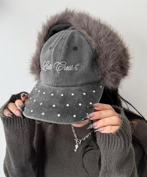 WEGO(ウィゴー)の「WEGO/ラインストーンドッグイヤーキャップ(キャップ・レディース・ライトピンク/ブラック/その他1・FREE)」の2枚目の写真