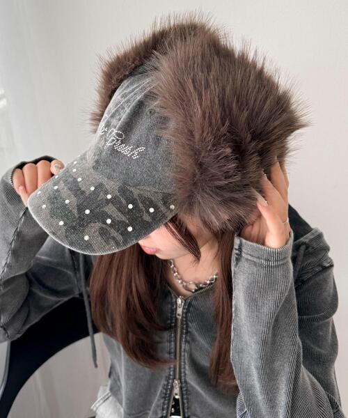 WEGO(ウィゴー)の「WEGO/ラインストーンドッグイヤーキャップ(キャップ・レディース・ライトピンク/ブラック/その他1・FREE)」の10枚目の写真