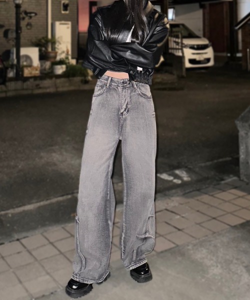Flugge(フラッジー)の「ウォッシュバギーデニム(デニムパンツ・レディース・ブルー/ブラック・SMALL/MEDIUM)」の14枚目の写真