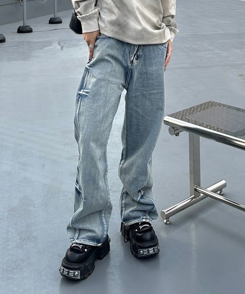 Flugge(フラッジー)の「ウォッシュバギーデニム(デニムパンツ・レディース・ブルー/ブラック・SMALL/MEDIUM)」の6枚目の写真