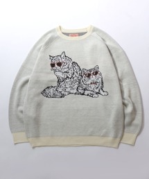 2026AW新柄追加 Animal Pattern Double Jacquard Knit Pullover/アニマル柄 オーバーサイズ ダブルジャガード ニット セーター