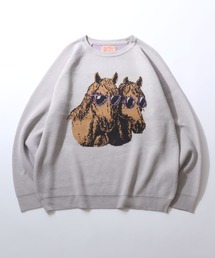 SITRY(Vg[)Animal Pattern Double Jacquard Knit Pullover/Aj} I[o[TCY _uWK[h jbg Z[^[(jbg/Z[^[)