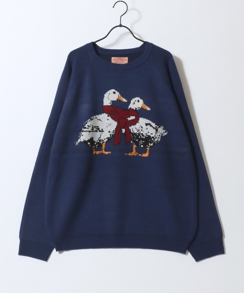 総柄ニット セーター　アニマル　コアラ 紺　L Bleu Bleuet（ブルーブルーエ） ニット セーター アニマル総柄ニット