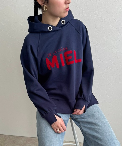 LHELBIE（レルビエ）の「【裏起毛】ハンドロゴパーカー（パーカー・レディース・ライトグレー/ネイビー/ブラック・M）」の3枚目の写真