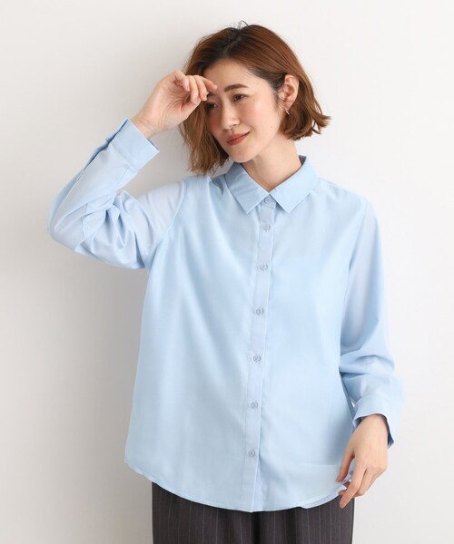 grove（グローブ）の「オーガンジーレイヤードシャツ（シャツ/ブラウス・レディース・サックスブルー/オフホワイト・02/03/01/04/05）」の15枚目の写真