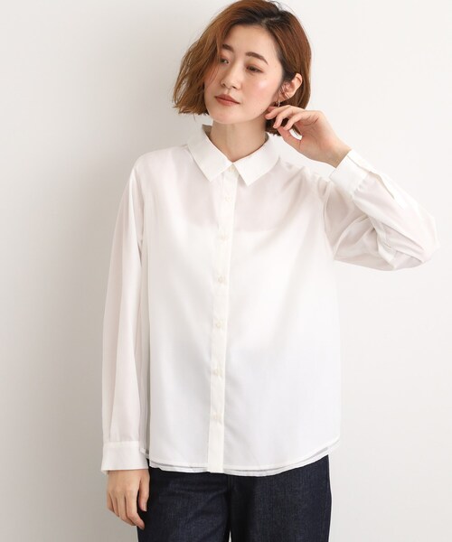 grove（グローブ）の「オーガンジーレイヤードシャツ（シャツ/ブラウス・レディース・サックスブルー/オフホワイト・02/03/01/04/05）」の10枚目の写真