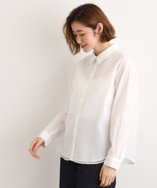 grove（グローブ）の「オーガンジーレイヤードシャツ（シャツ/ブラウス・レディース・サックスブルー/オフホワイト・02/03/01/04/05）」の11枚目の写真